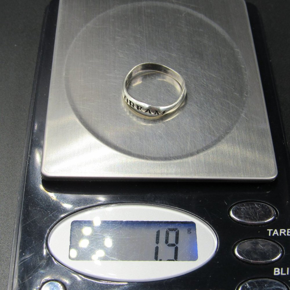 Size 6.75 Sterling Silver Dream Word Wavy Band Ring Vintage - Picture 7 of 7